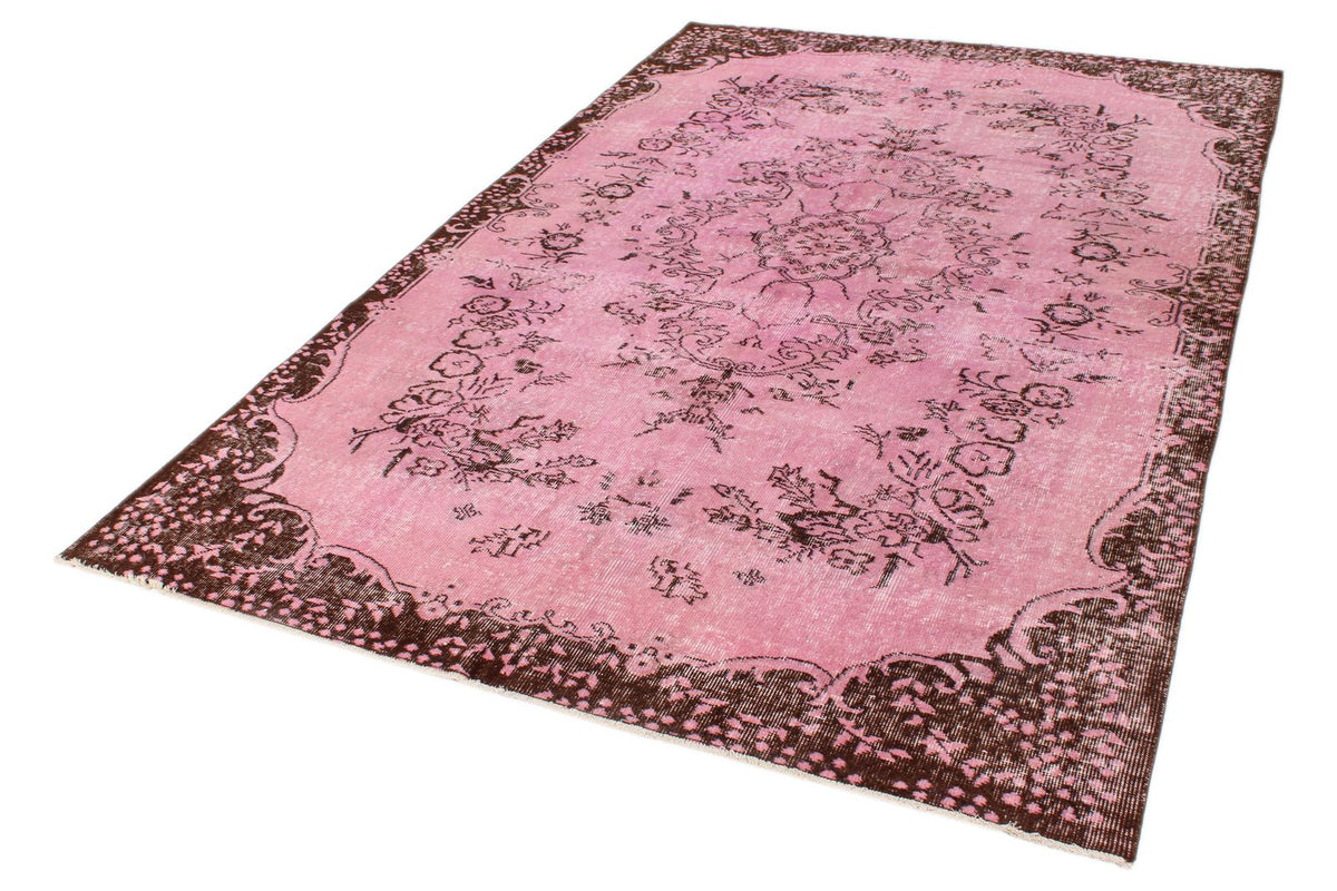 6x9 Pink and Brown Turkish Overdyed Rug