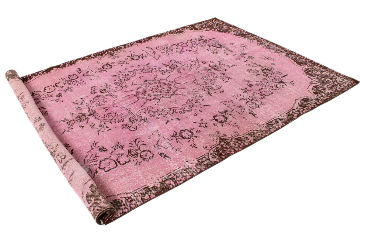 6x9 Pink and Brown Turkish Overdyed Rug
