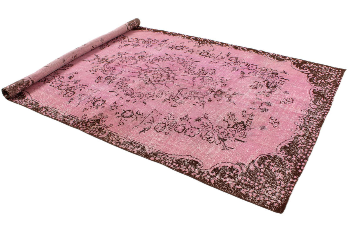 6x9 Pink and Brown Turkish Overdyed Rug