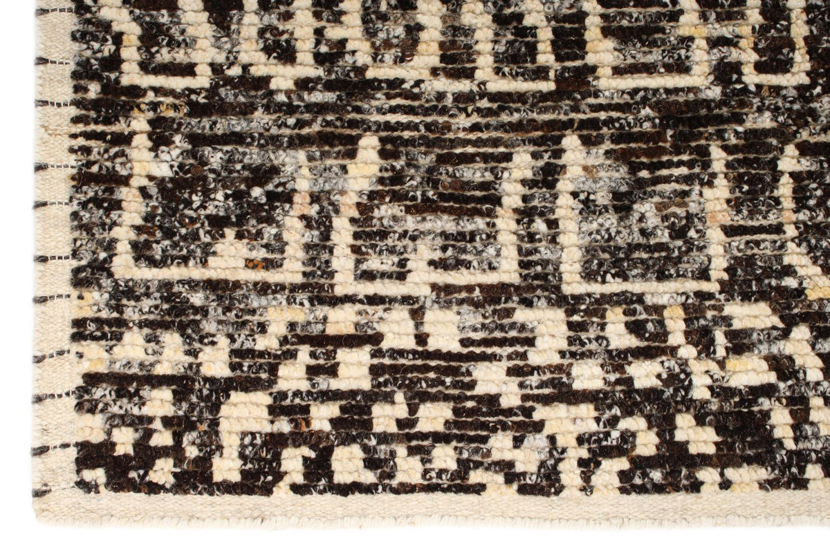 6x9 Ivory and Brown Anatolian Tribal Rug