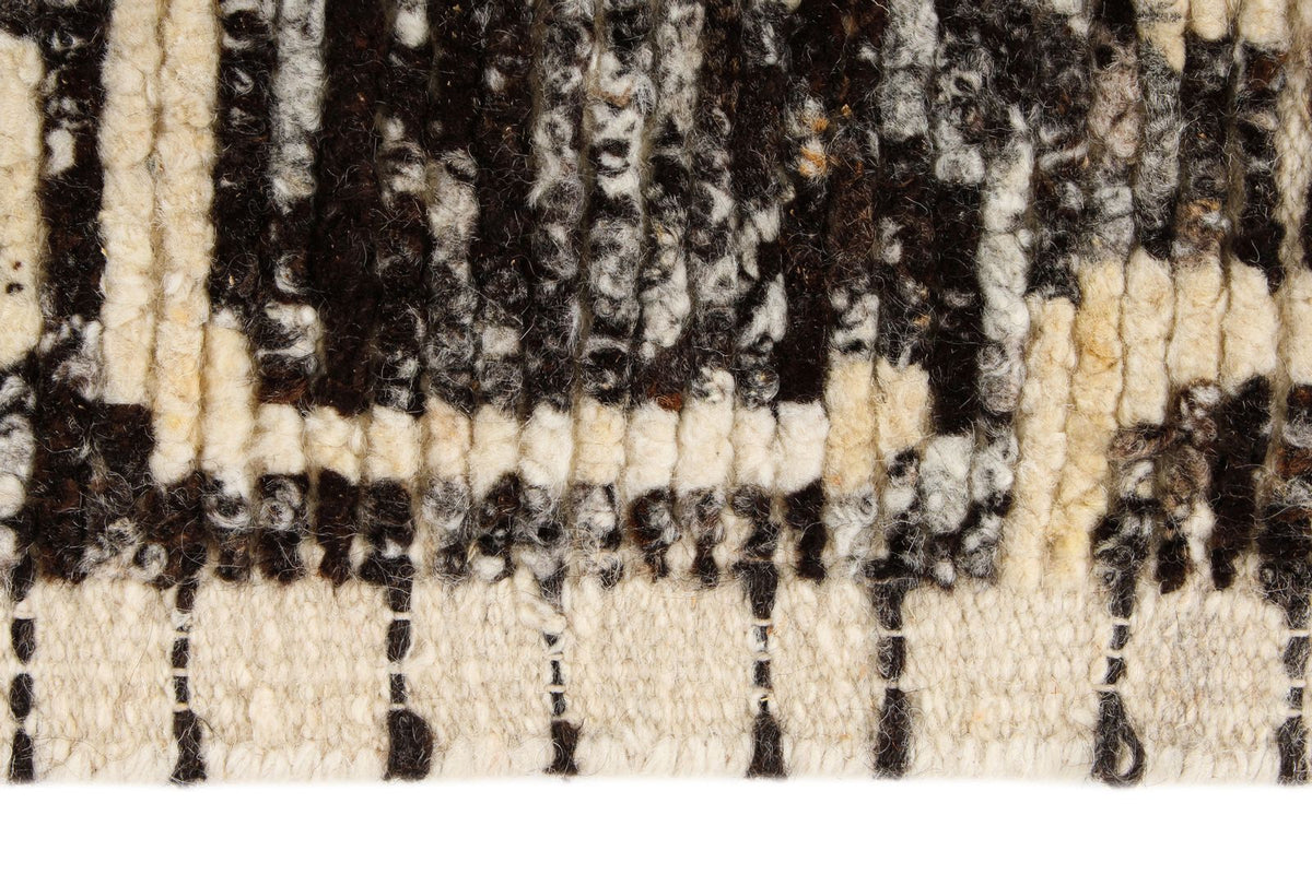 6x9 Ivory and Brown Anatolian Tribal Rug