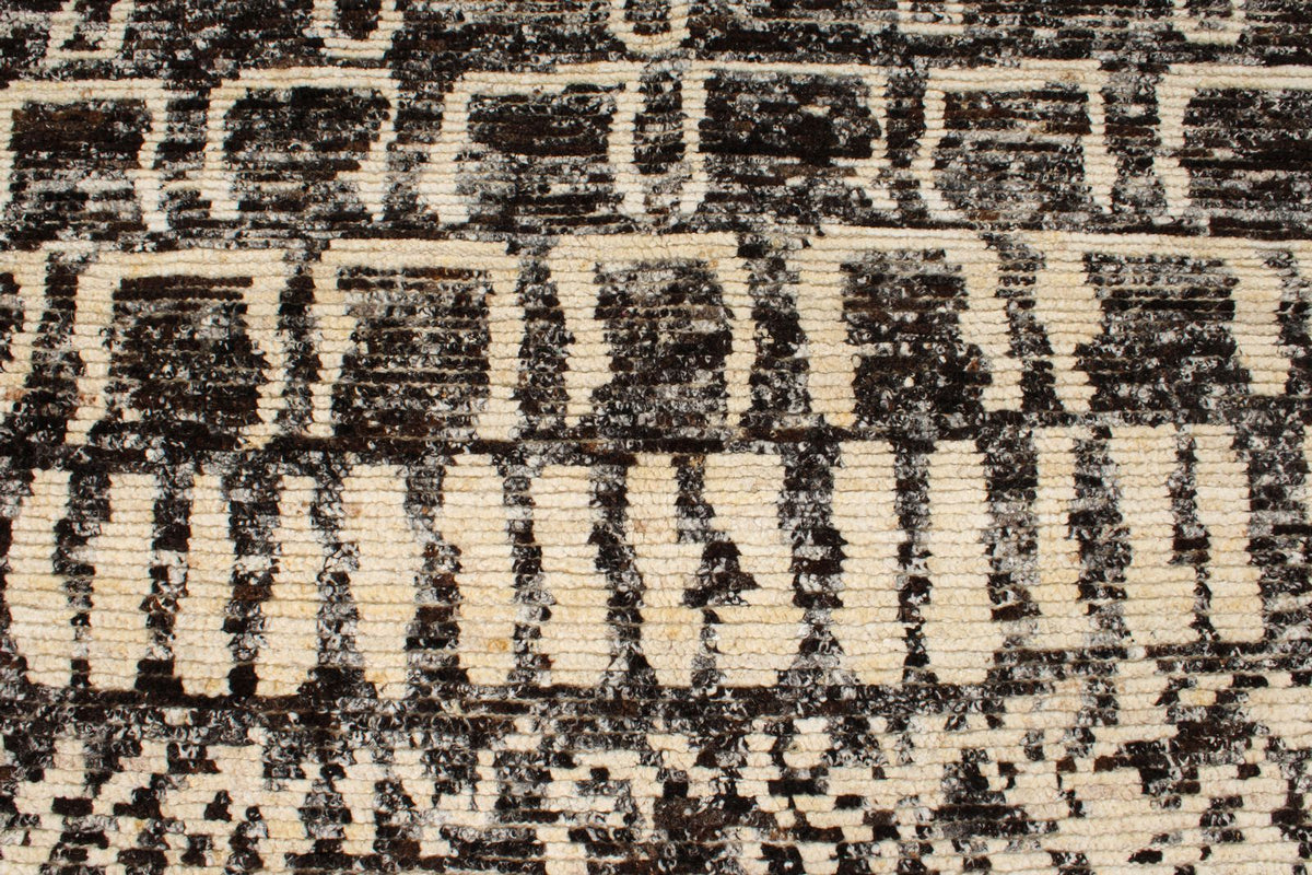 6x9 Ivory and Brown Anatolian Tribal Rug