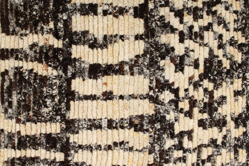 6x9 Ivory and Brown Anatolian Tribal Rug