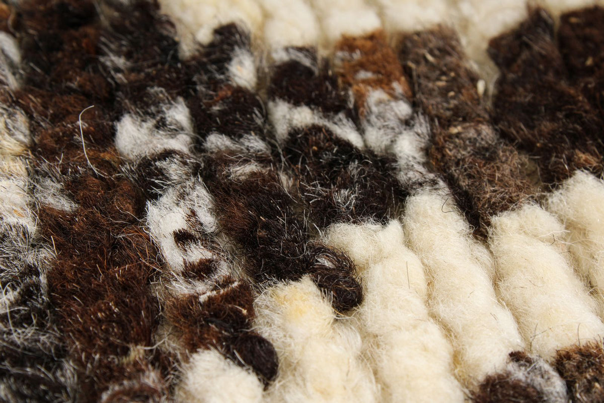 6x9 Ivory and Brown Anatolian Tribal Rug