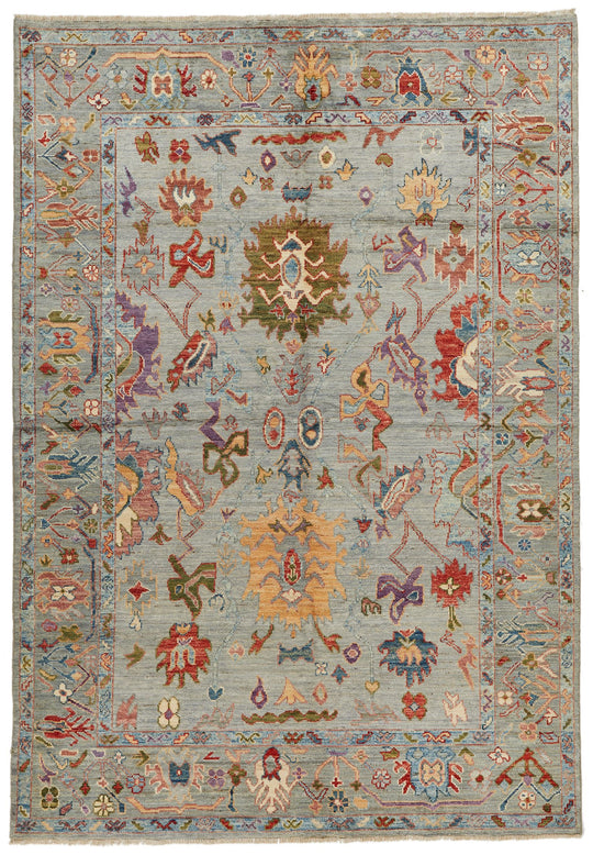 6x9 Gray and Multicolor Anatolian Traditional Rug