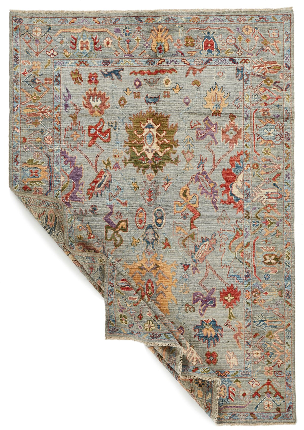 6x9 Gray and Multicolor Anatolian Traditional Rug
