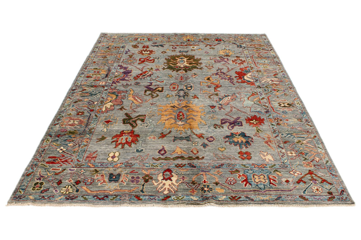 6x9 Gray and Multicolor Anatolian Traditional Rug