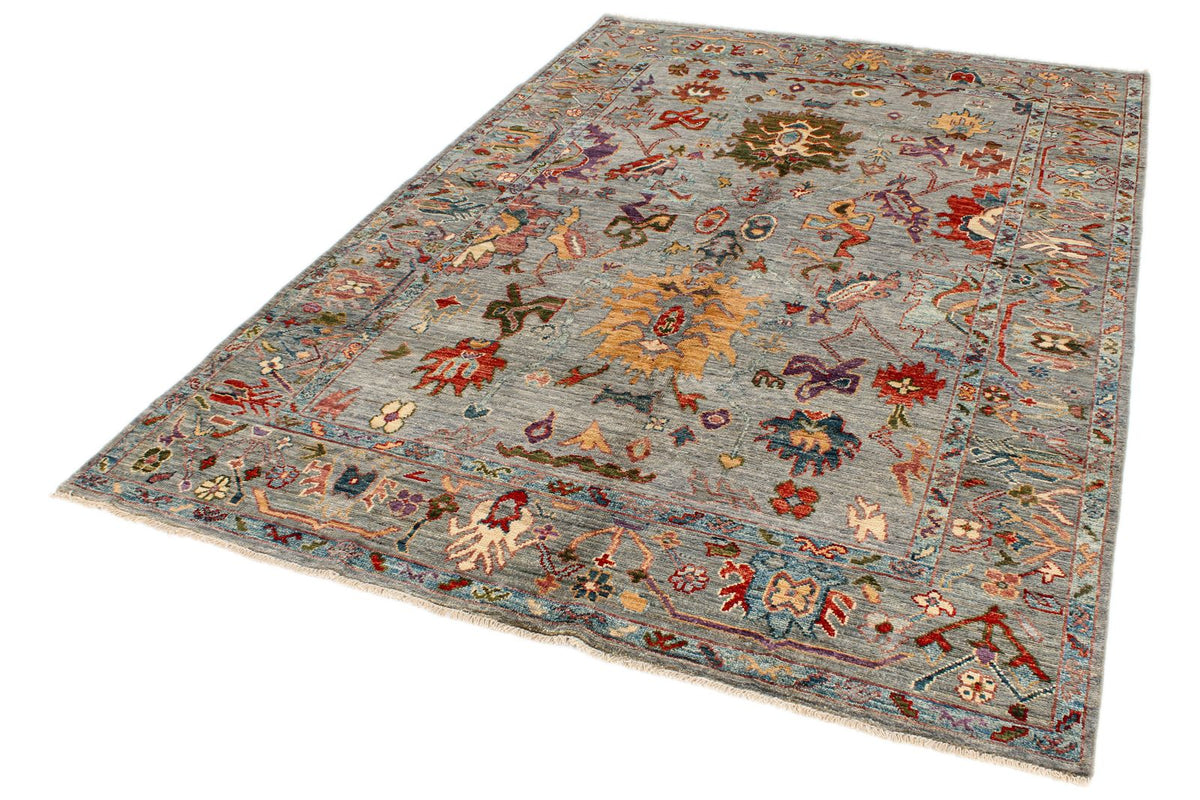 6x9 Gray and Multicolor Anatolian Traditional Rug