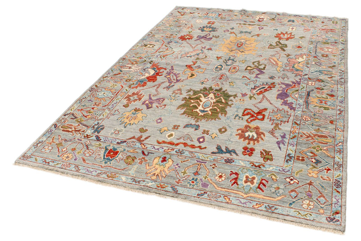 6x9 Gray and Multicolor Anatolian Traditional Rug