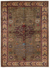 4x6 Brown and Ivory Kazak Tribal Rug