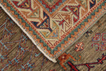 4x6 Brown and Ivory Kazak Tribal Rug