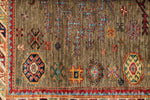 4x6 Brown and Ivory Kazak Tribal Rug