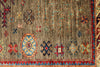 4x6 Brown and Ivory Kazak Tribal Rug