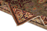 4x6 Brown and Ivory Kazak Tribal Rug