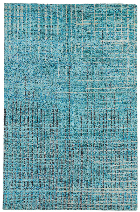 7x10 Blue and Multicolor Modern Contemporary Rug