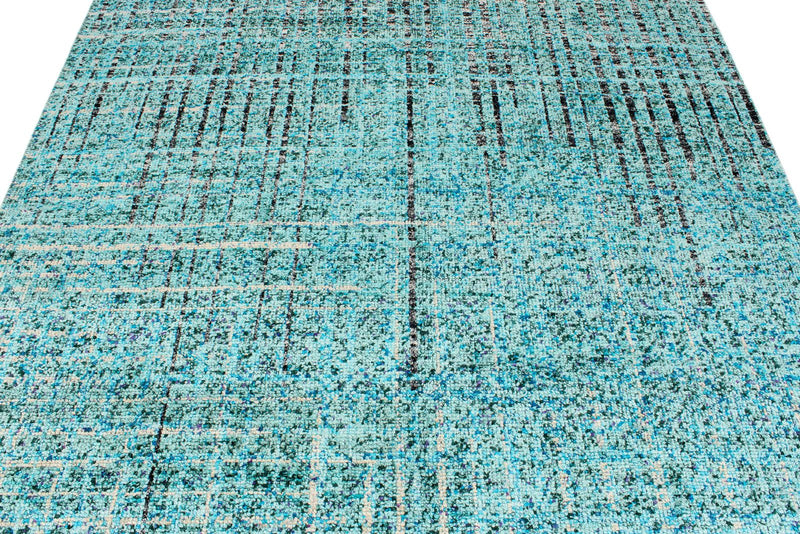7x10 Blue and Multicolor Modern Contemporary Rug