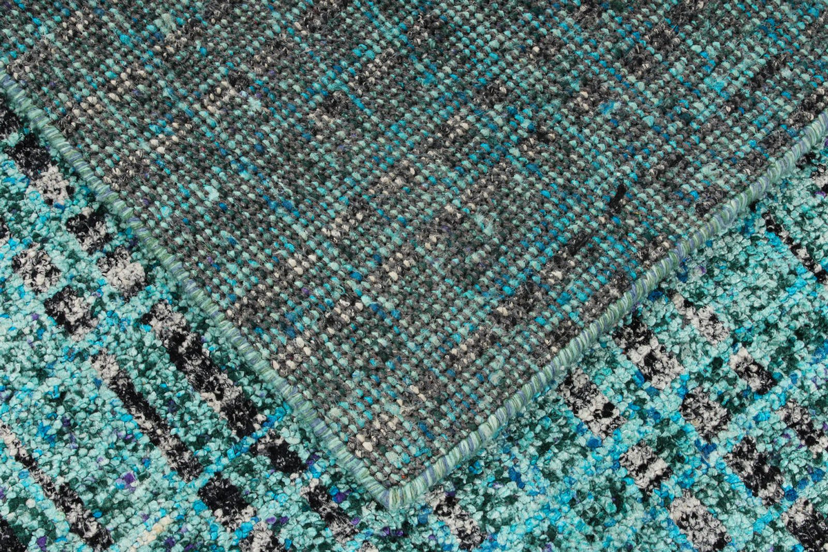 7x10 Blue and Multicolor Modern Contemporary Rug