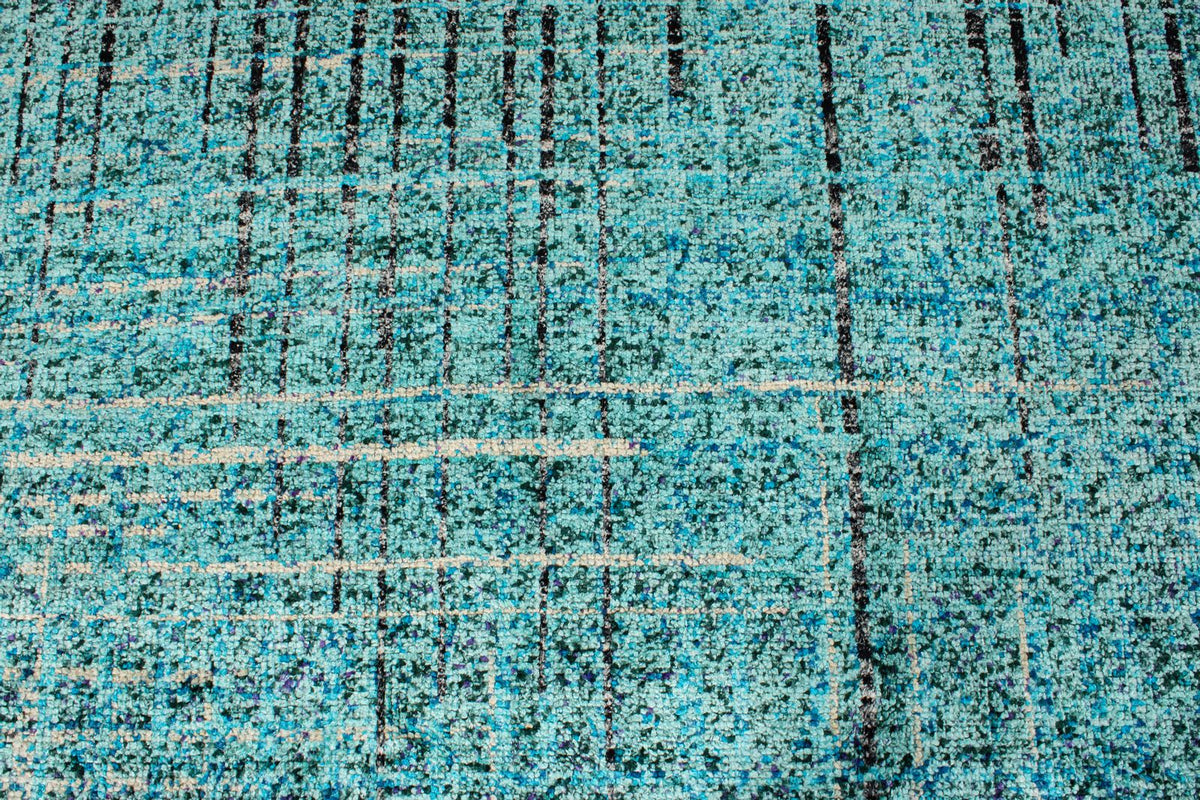 7x10 Blue and Multicolor Modern Contemporary Rug