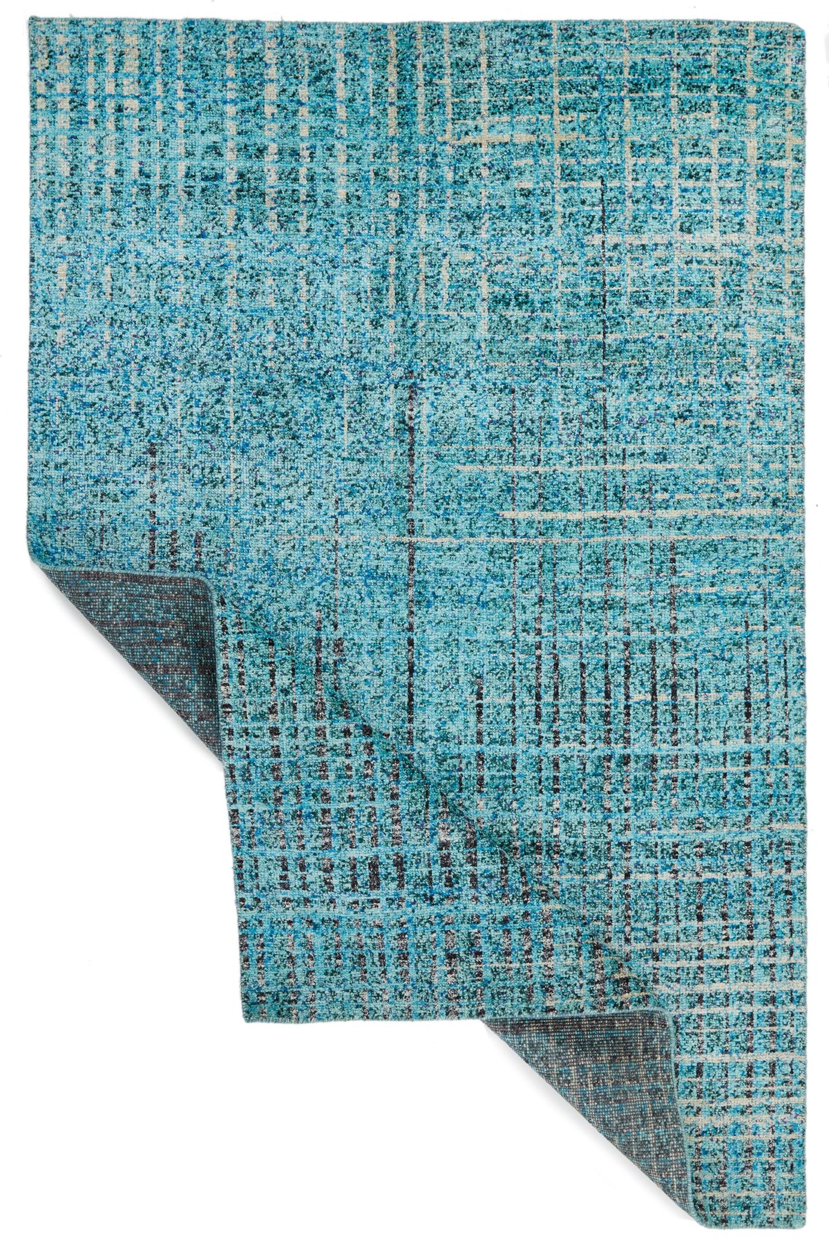 7x10 Blue and Multicolor Modern Contemporary Rug