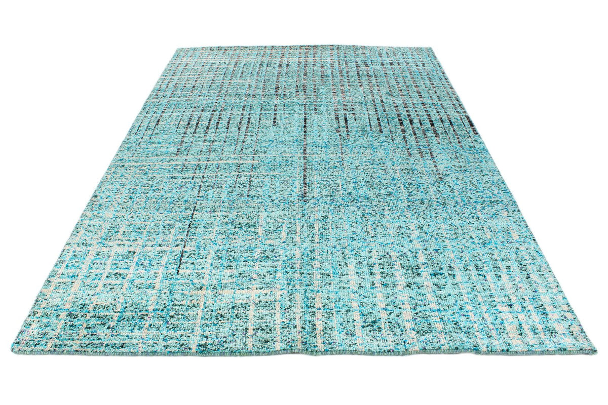 7x10 Blue and Multicolor Modern Contemporary Rug
