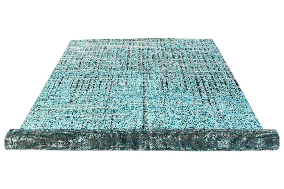 7x10 Blue and Multicolor Modern Contemporary Rug