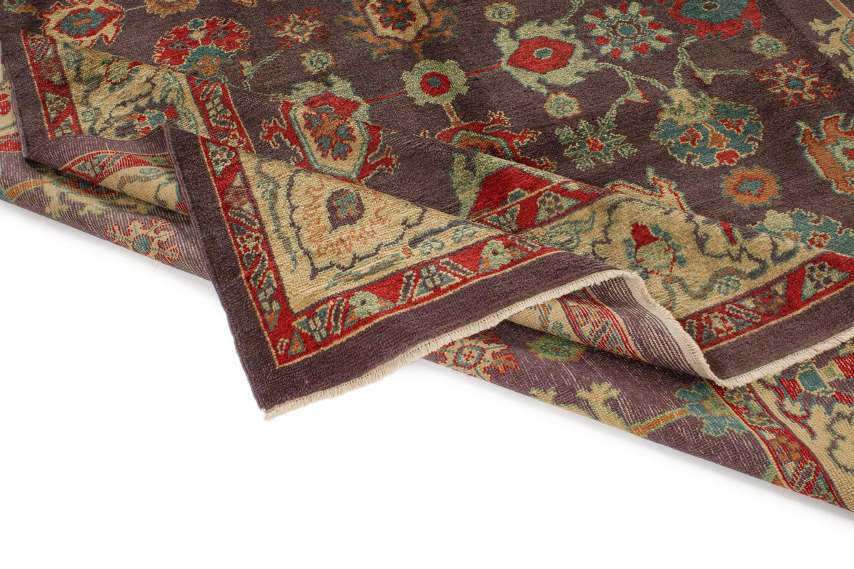 9x12 Purple and Ivory Turkish Oushak Rug