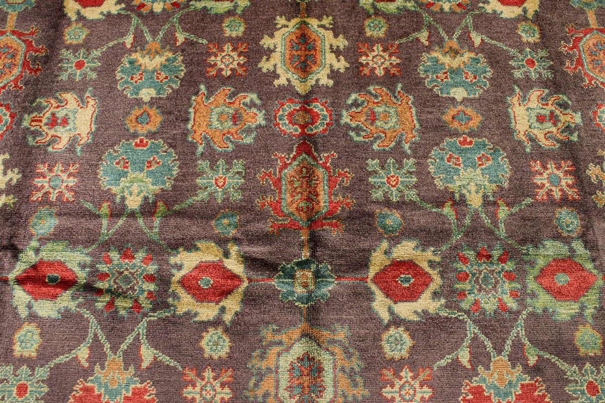9x12 Purple and Ivory Turkish Oushak Rug