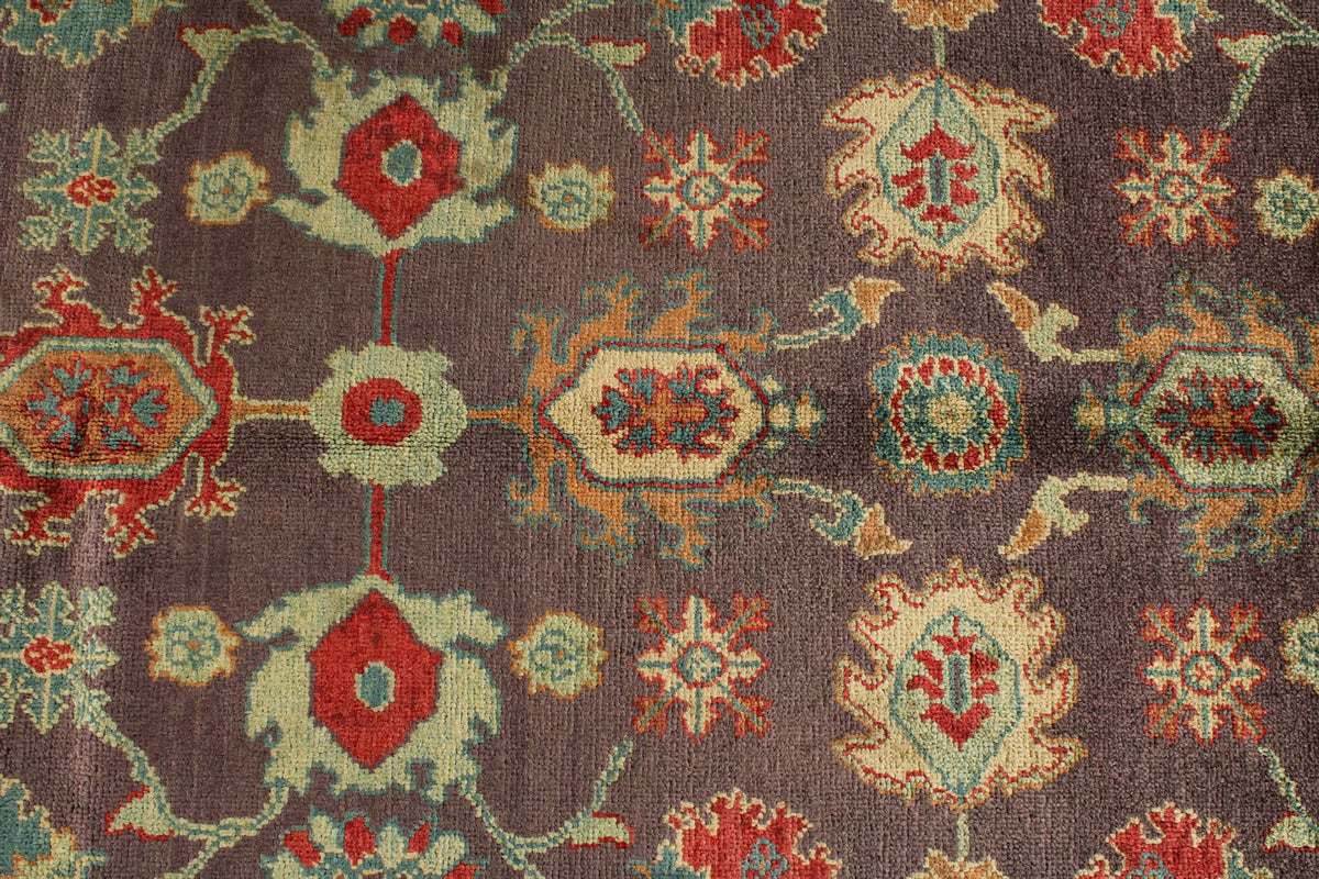 9x12 Purple and Ivory Turkish Oushak Rug
