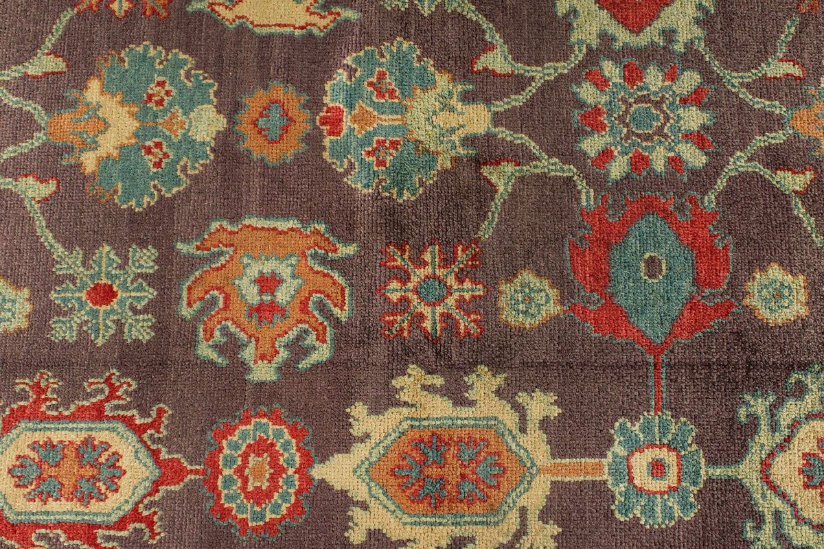 9x12 Purple and Ivory Turkish Oushak Rug
