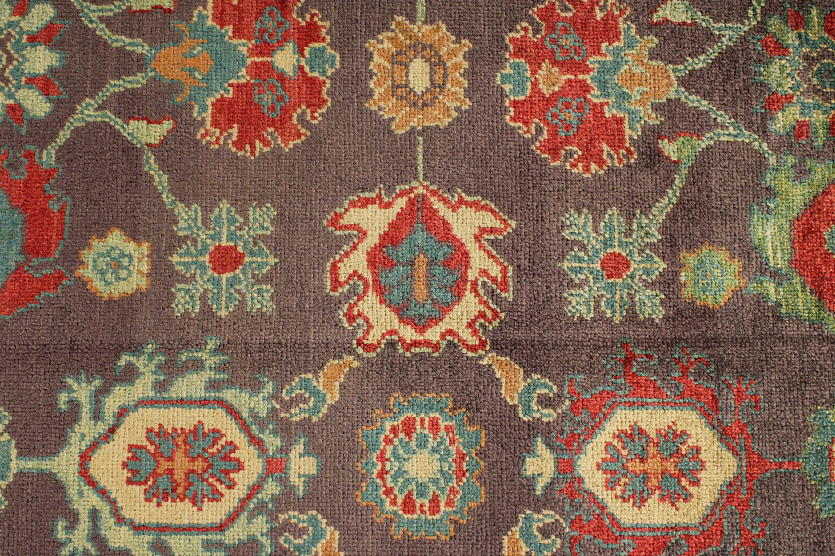 9x12 Purple and Ivory Turkish Oushak Rug