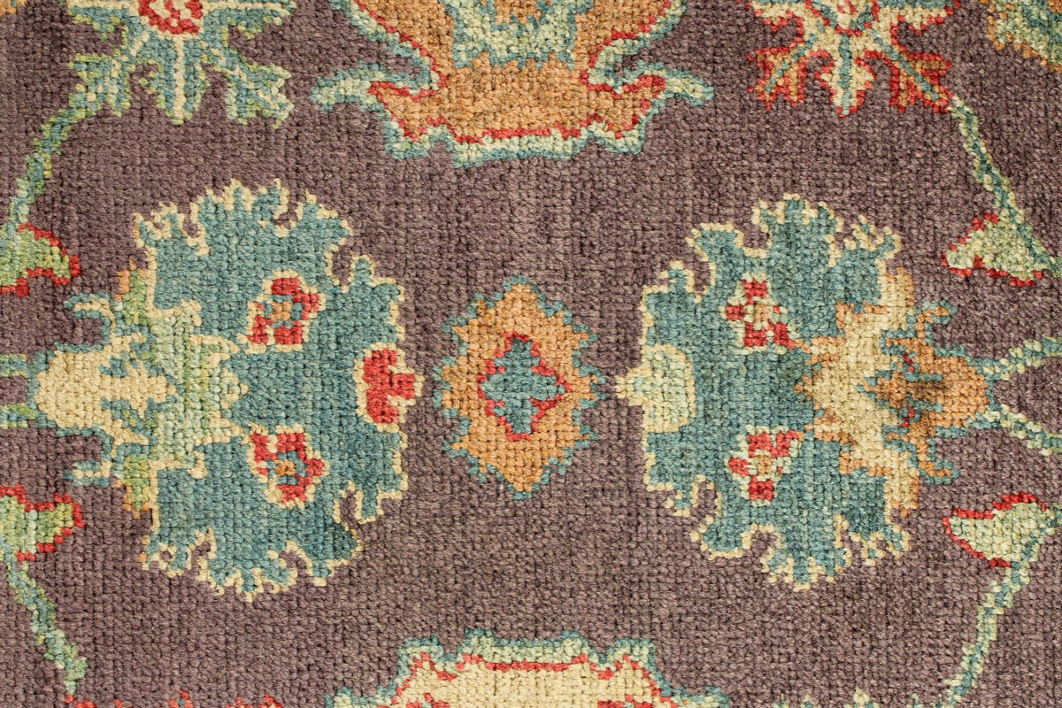 9x12 Purple and Ivory Turkish Oushak Rug