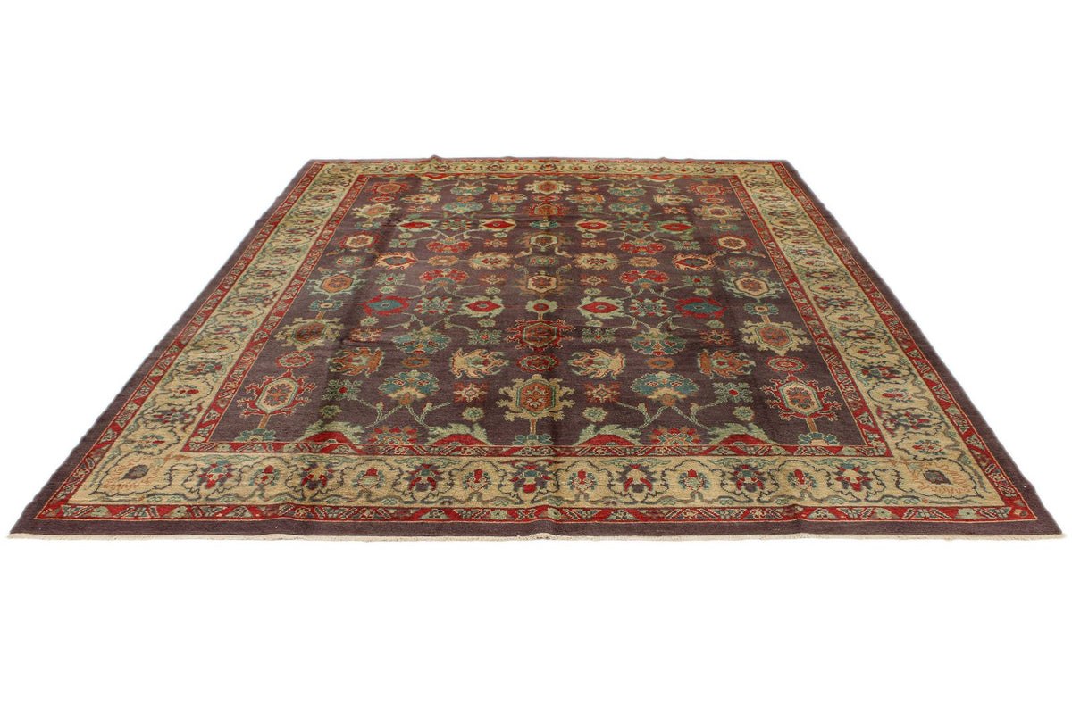 9x12 Purple and Ivory Turkish Oushak Rug