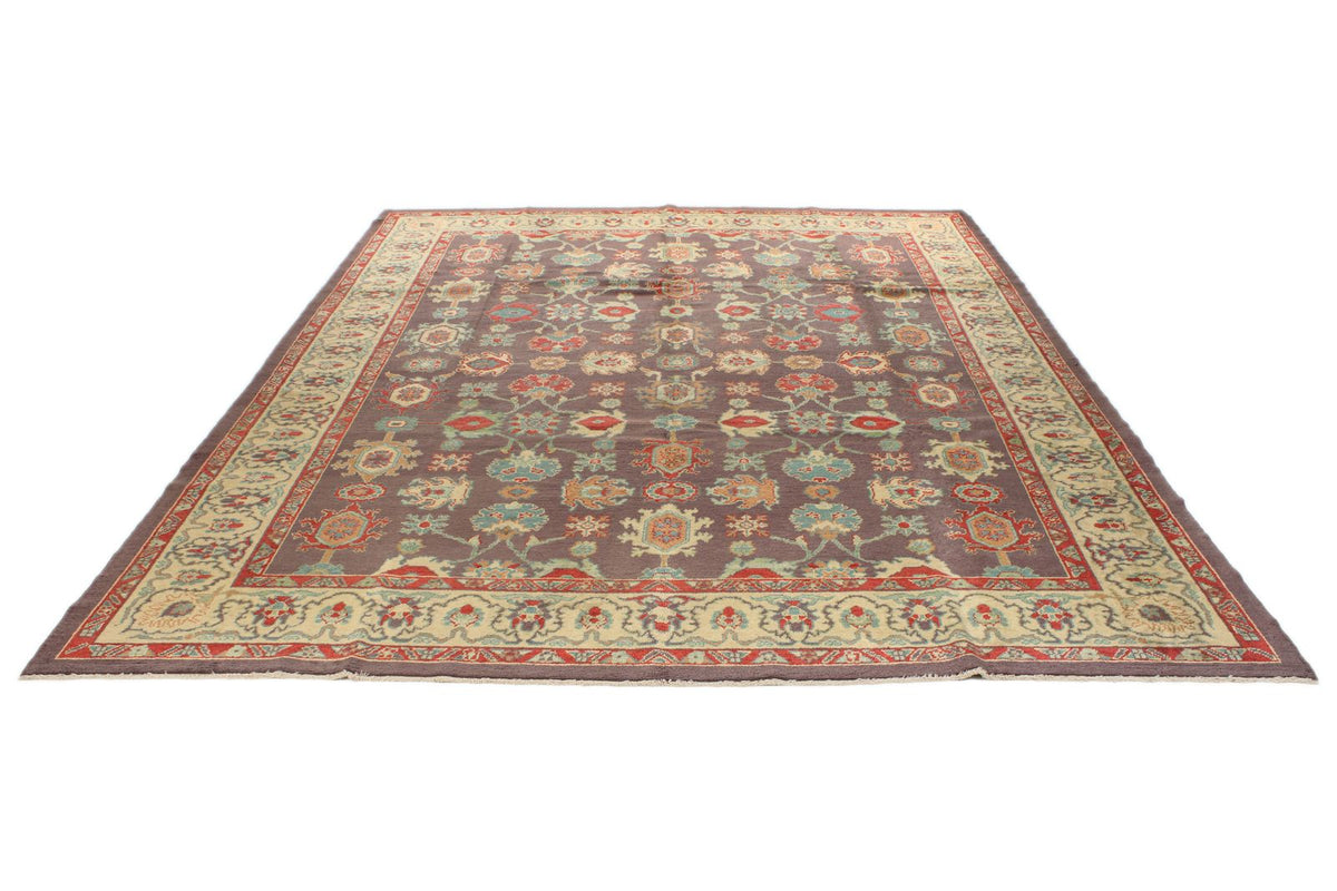 9x12 Purple and Ivory Turkish Oushak Rug