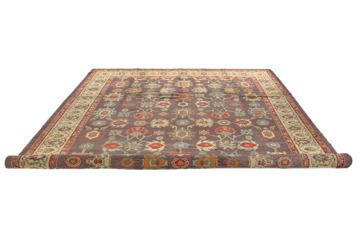9x12 Purple and Ivory Turkish Oushak Rug