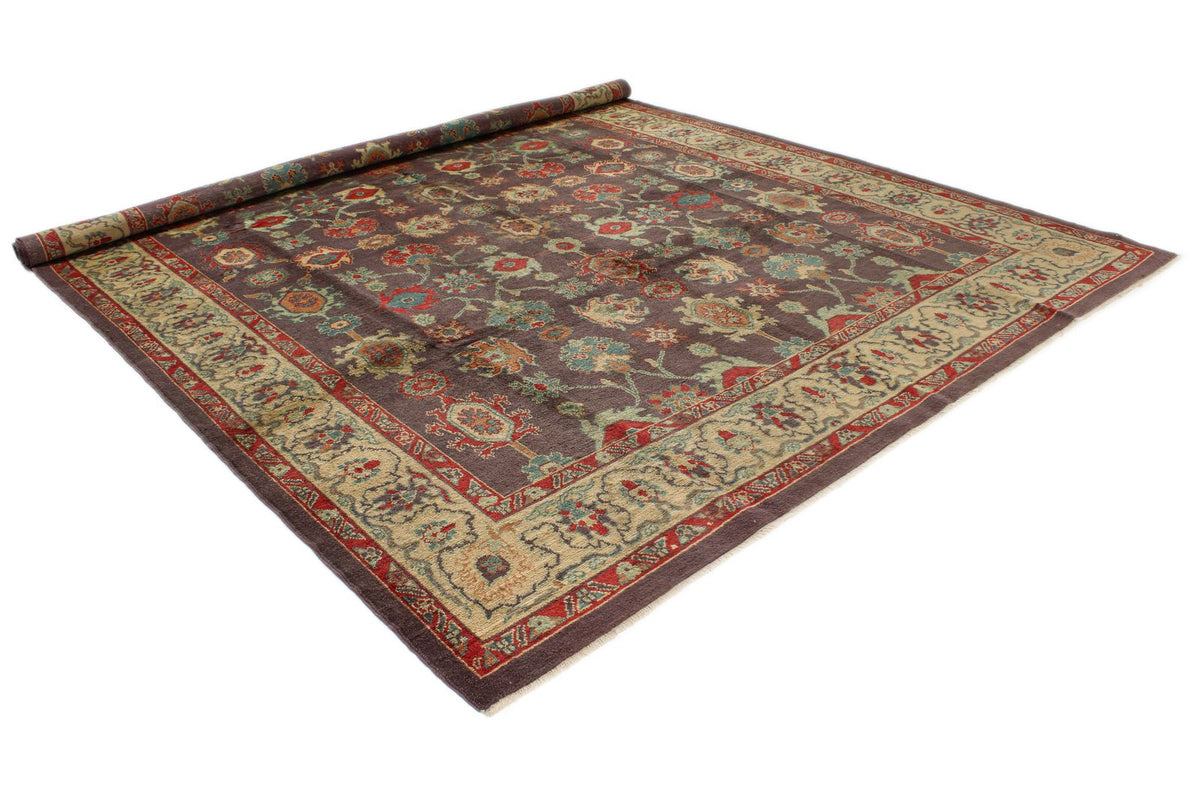 9x12 Purple and Ivory Turkish Oushak Rug