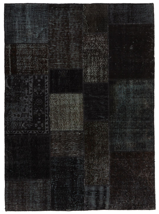 6x8 Black and Gray Turkish Overdyed Rug