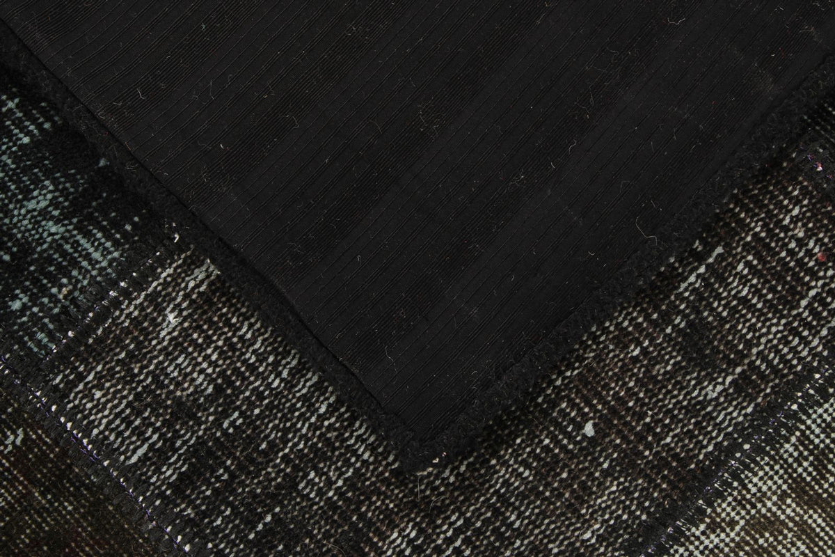 6x8 Black and Gray Turkish Overdyed Rug
