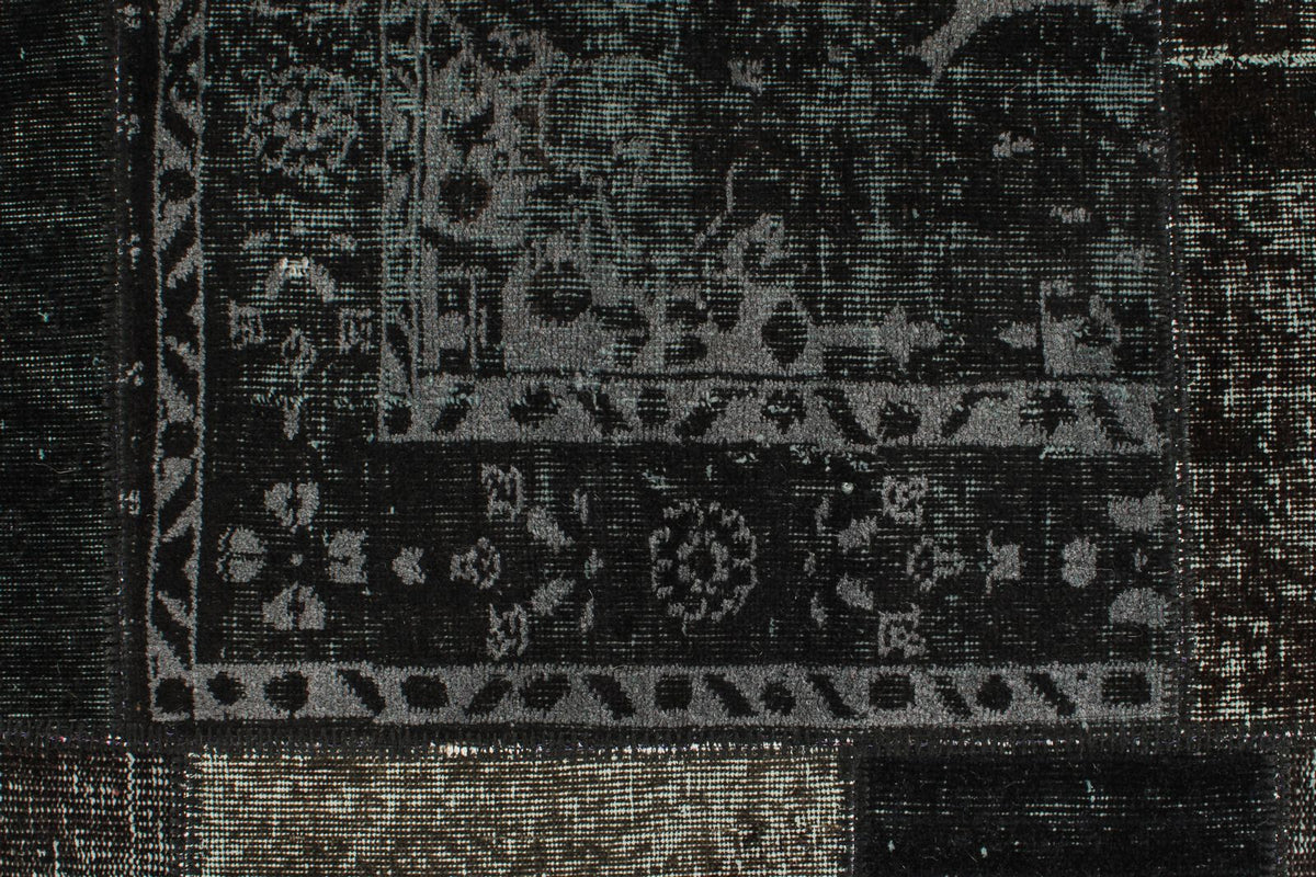 6x8 Black and Gray Turkish Overdyed Rug