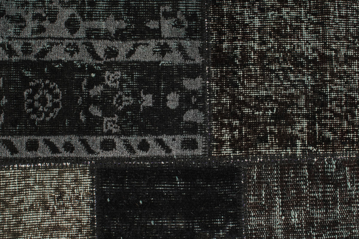 6x8 Black and Gray Turkish Overdyed Rug