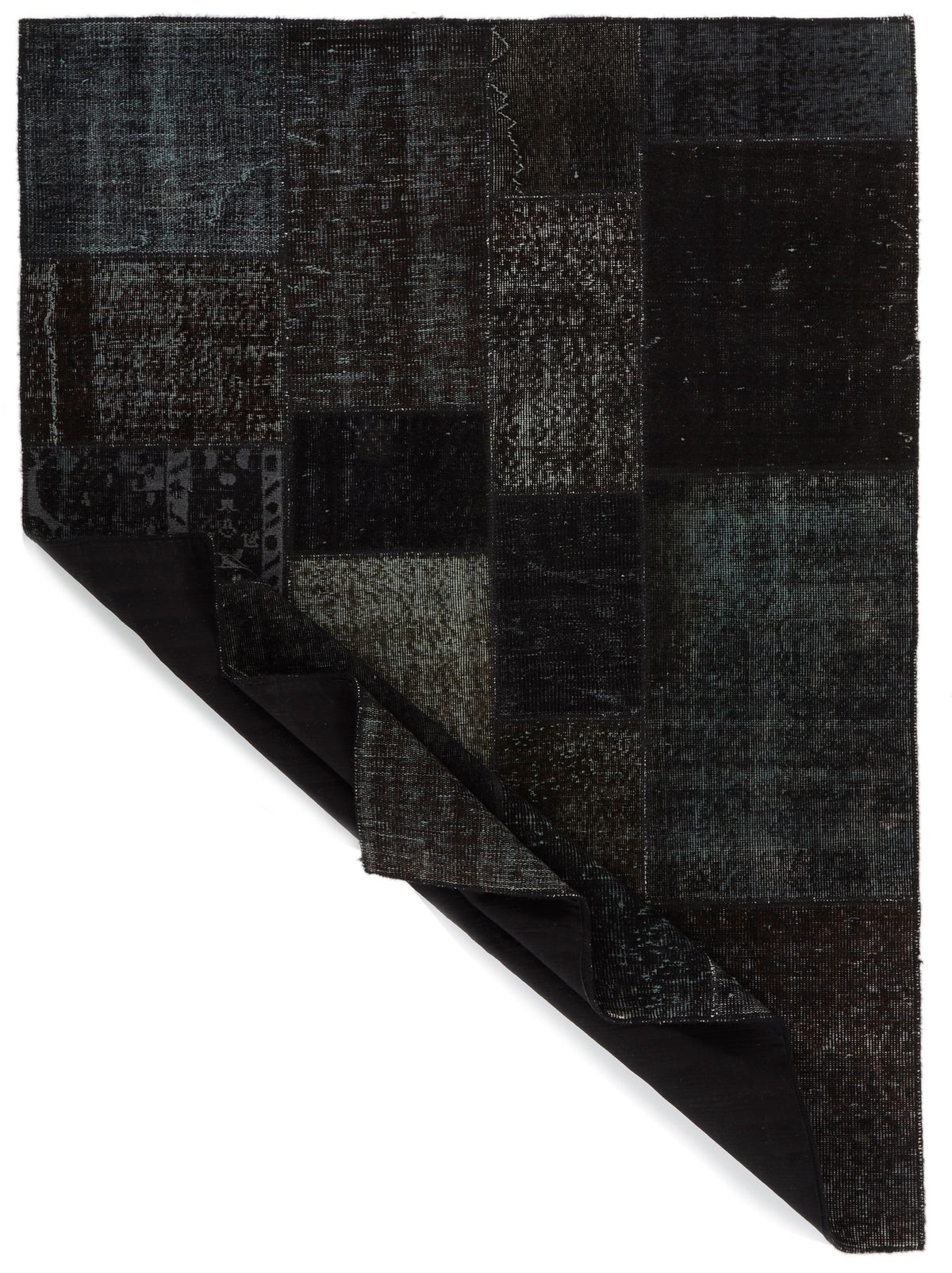 6x8 Black and Gray Turkish Overdyed Rug