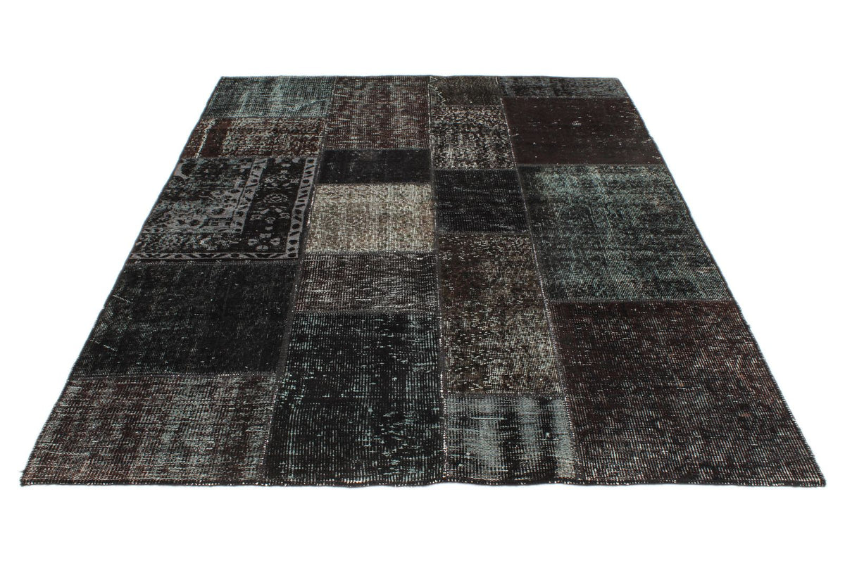 6x8 Black and Gray Turkish Overdyed Rug