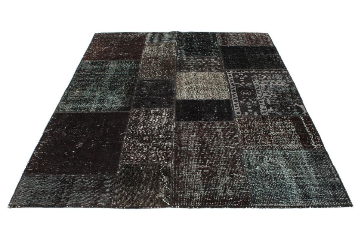 6x8 Black and Gray Turkish Overdyed Rug