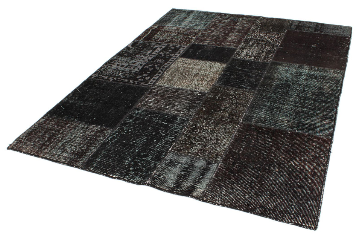 6x8 Black and Gray Turkish Overdyed Rug
