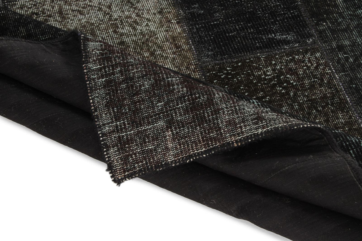 6x8 Black and Gray Turkish Overdyed Rug
