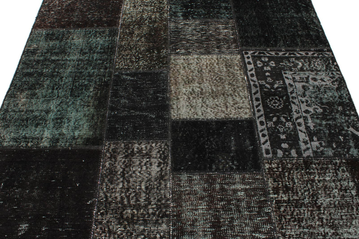 6x8 Black and Gray Turkish Overdyed Rug