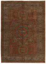 4x6 Brown and Multicolor Turkish Tribal Rug