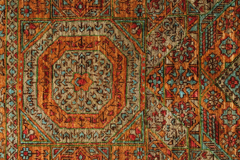 4x6 Brown and Multicolor Turkish Tribal Rug