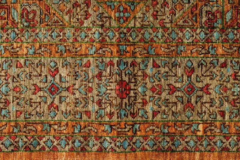 4x6 Brown and Multicolor Turkish Tribal Rug