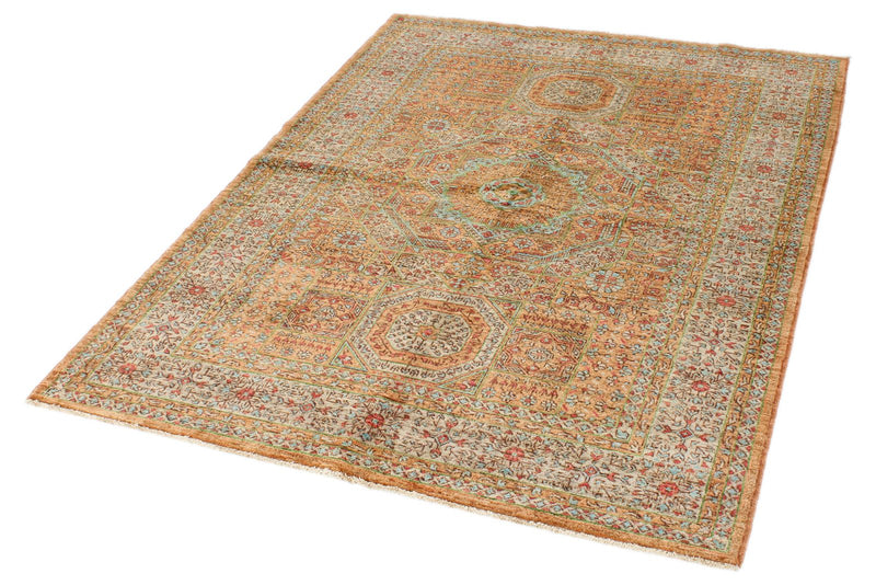 4x6 Brown and Multicolor Turkish Tribal Rug