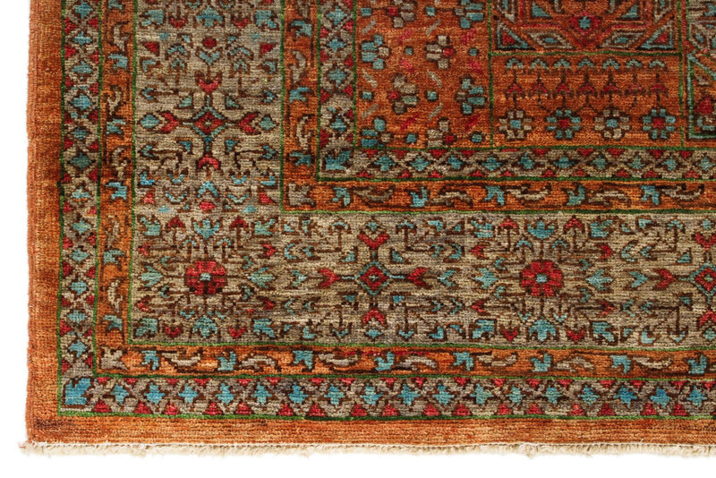 4x6 Brown and Multicolor Turkish Tribal Rug